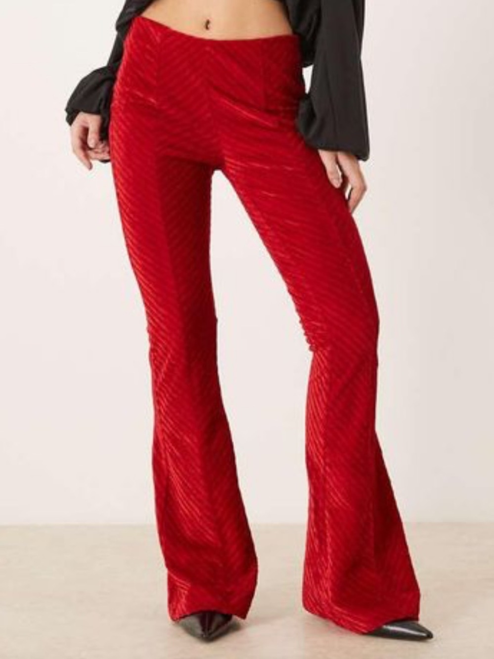 Free People Penny Pull-on Velvet Pants Red Salsa Finish
